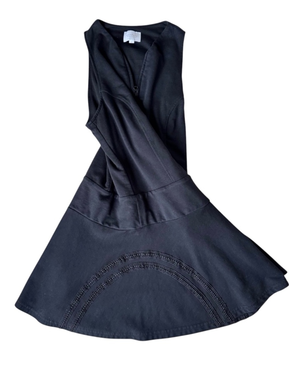 Sundays Zip Front Athletic Mini Dress Black Drop Waist Sporty Size Small - Picture 5 of 10